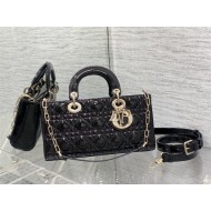 LADY D-JOY BAG MEDIUM Patent Cannage Calfskin Balck High