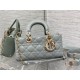 LADY D-JOY BAG SMALL Patent Cannage Calfskin Grey High