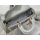 LADY D-JOY BAG SMALL Patent Cannage Calfskin Grey High