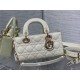 LADY D-JOY BAG SMALL Patent Cannage Calfskin White High