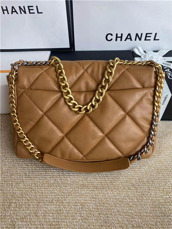 Maxi Chanel 19 Flap Bag Goatskin/Lambskin Caramel High