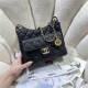 HOBO HANDBAG AS3690 Grained Calfskin & Gold-Tone Metal Black A