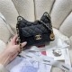 SMALL HOBO HANDBAG AS3710 Grained Calfskin & Gold-Tone Metal Black A