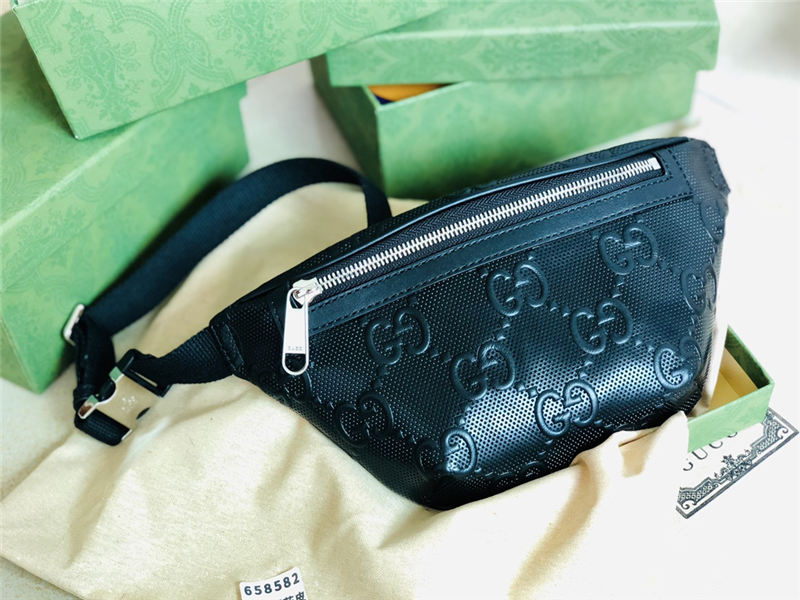 GG Embossed belt bag 658582 Black High