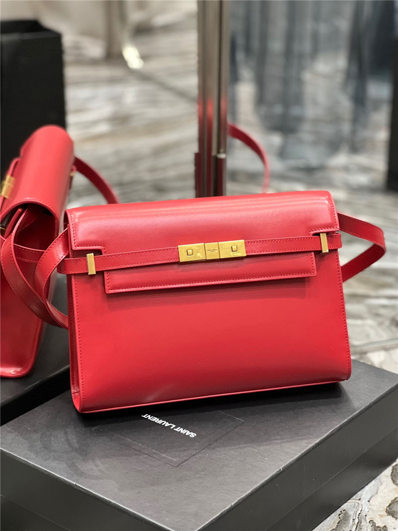 MANHATTAN SHOULDER BAG IN BOX SAINT LAURENT LEATHER Red High