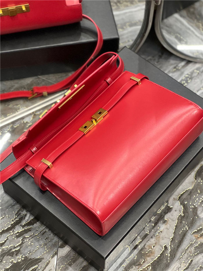 MANHATTAN SHOULDER BAG IN BOX SAINT LAURENT LEATHER Red High