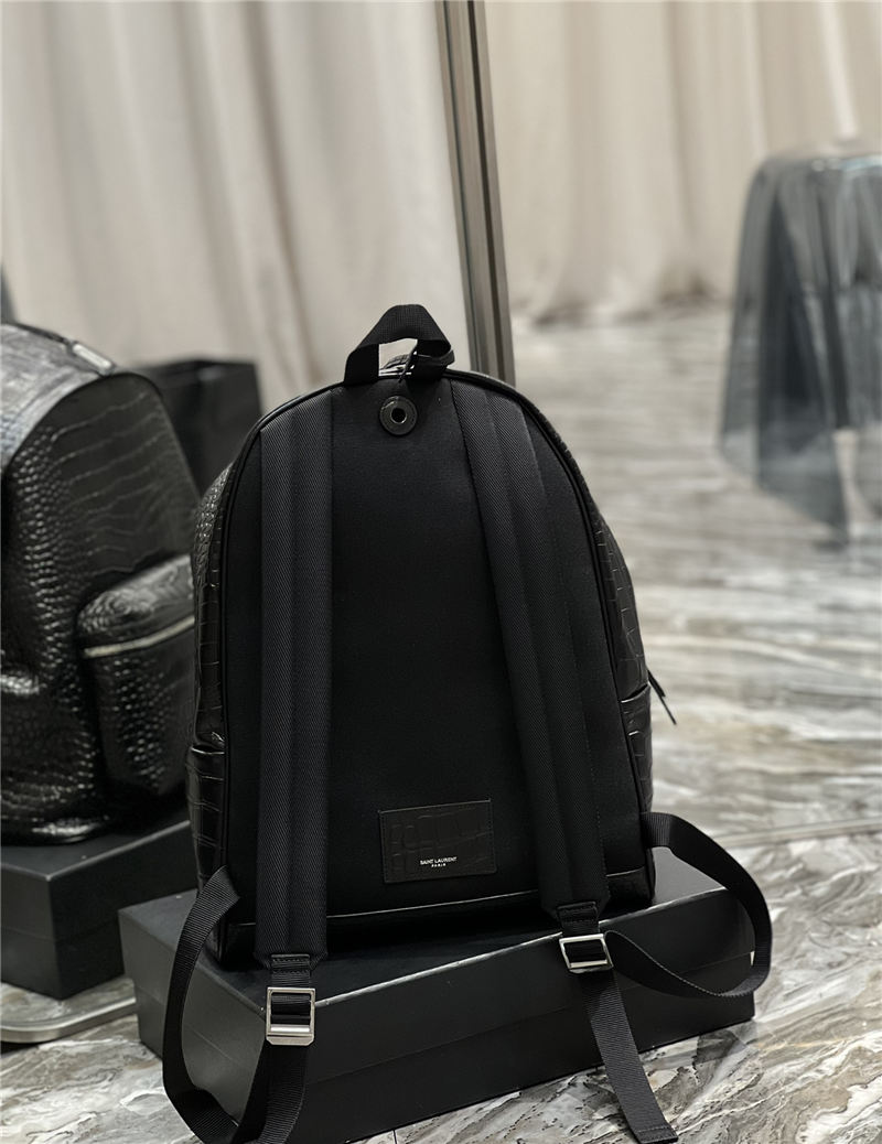 YSL CITY BACKPACK IN CROCODILE-EMBOSSED LEATHER High