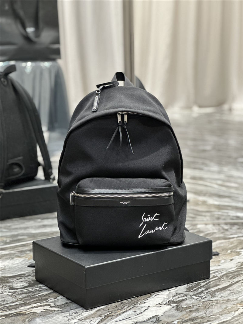 YSL CITY BACKPACK IN CANVAS, NYLON AND LEATHER High