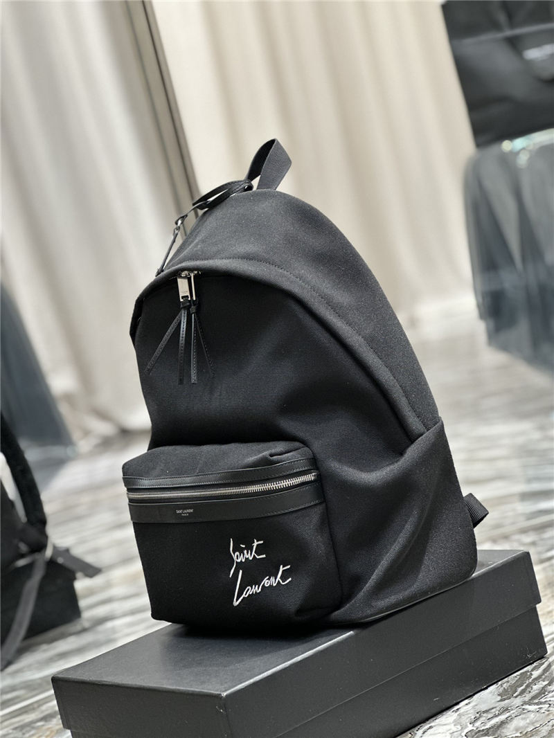 YSL CITY BACKPACK IN CANVAS, NYLON AND LEATHER High