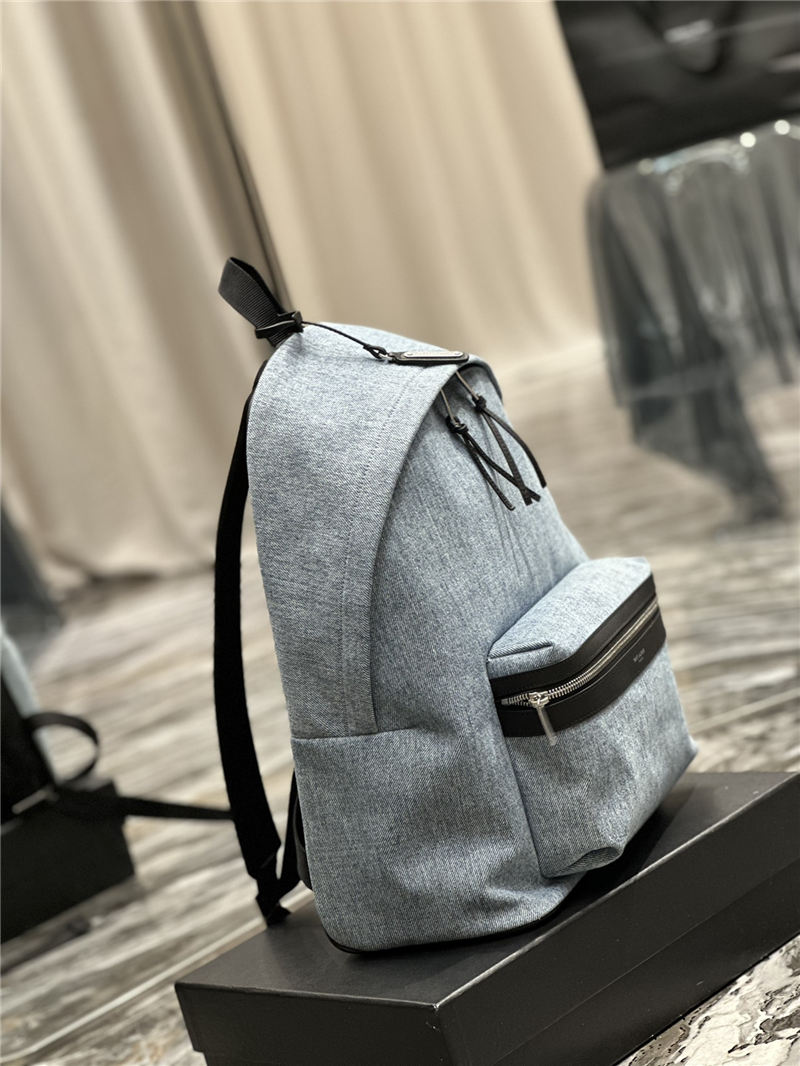 YSL CITY BACKPACK IN CANVAS, NYLON AND LEATHER High