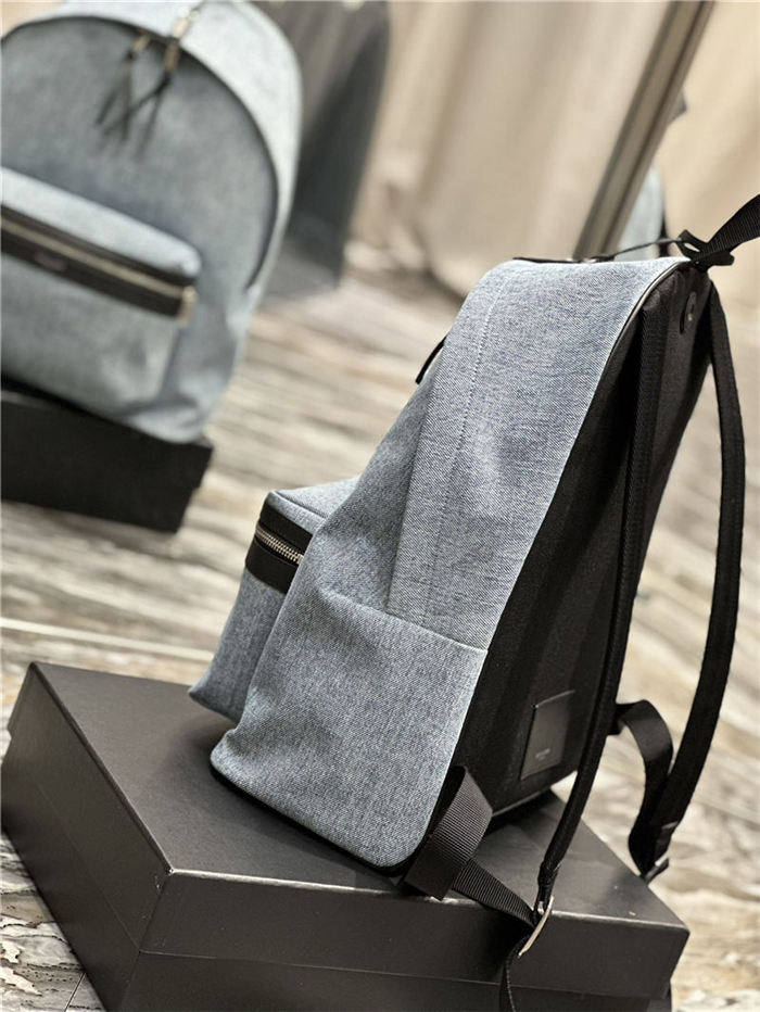 YSL CITY BACKPACK IN CANVAS, NYLON AND LEATHER High