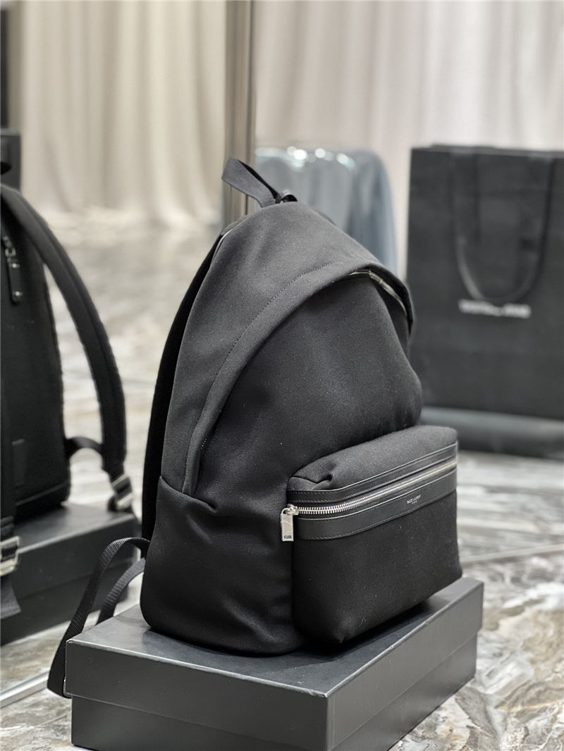 YSL CITY BACKPACK IN CANVAS, NYLON AND LEATHER High