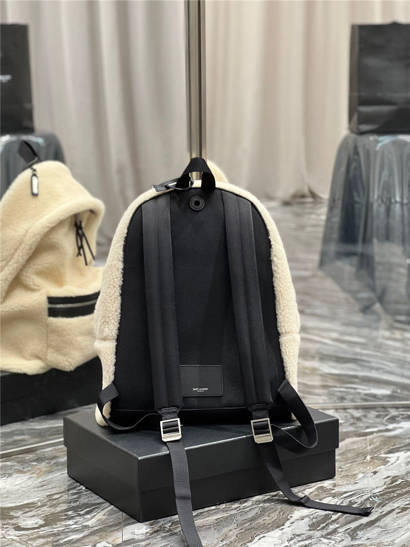 YSL CITY BACKPACK IN SHEARLING High