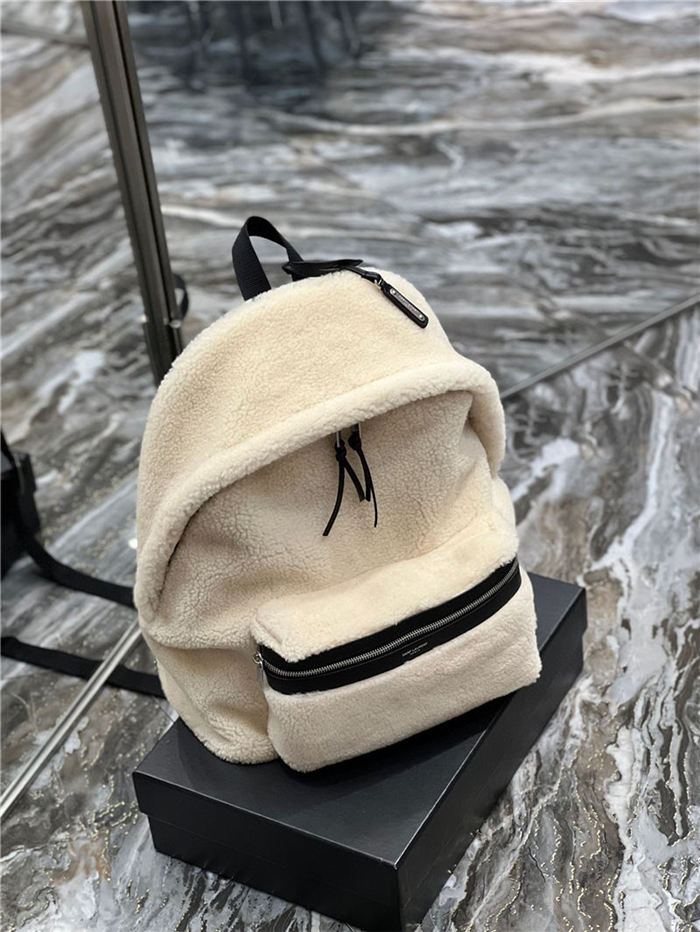 YSL CITY BACKPACK IN SHEARLING High