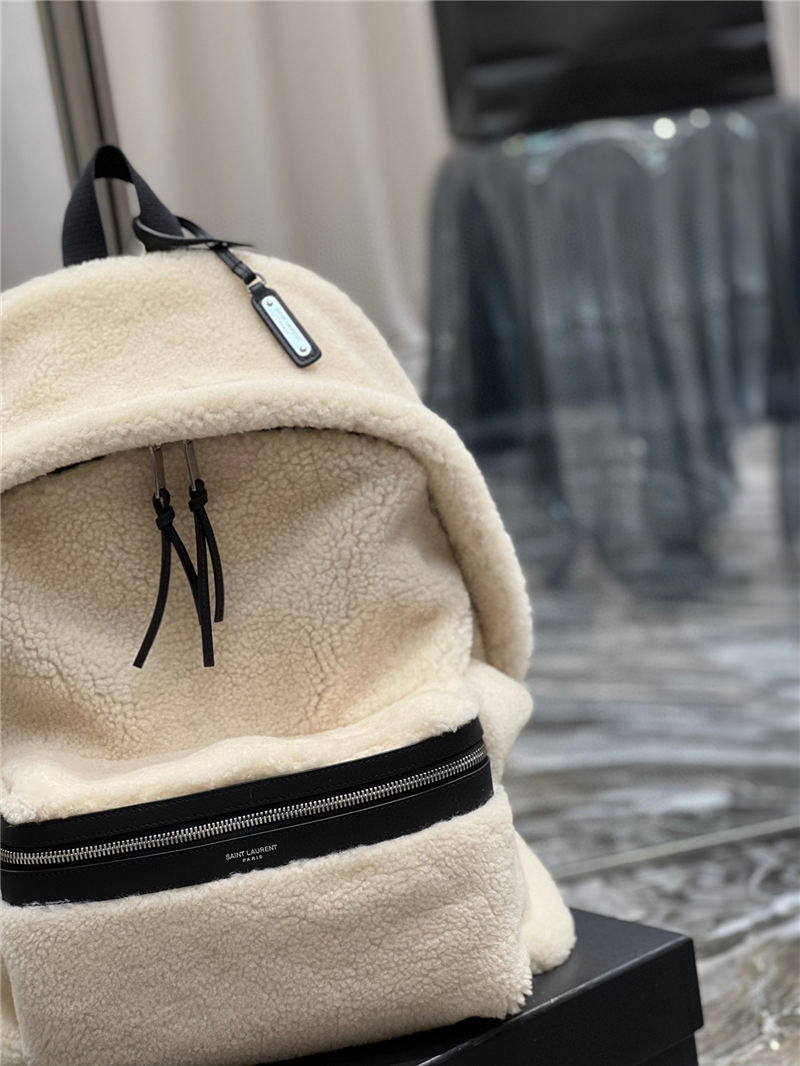 YSL CITY BACKPACK IN SHEARLING High