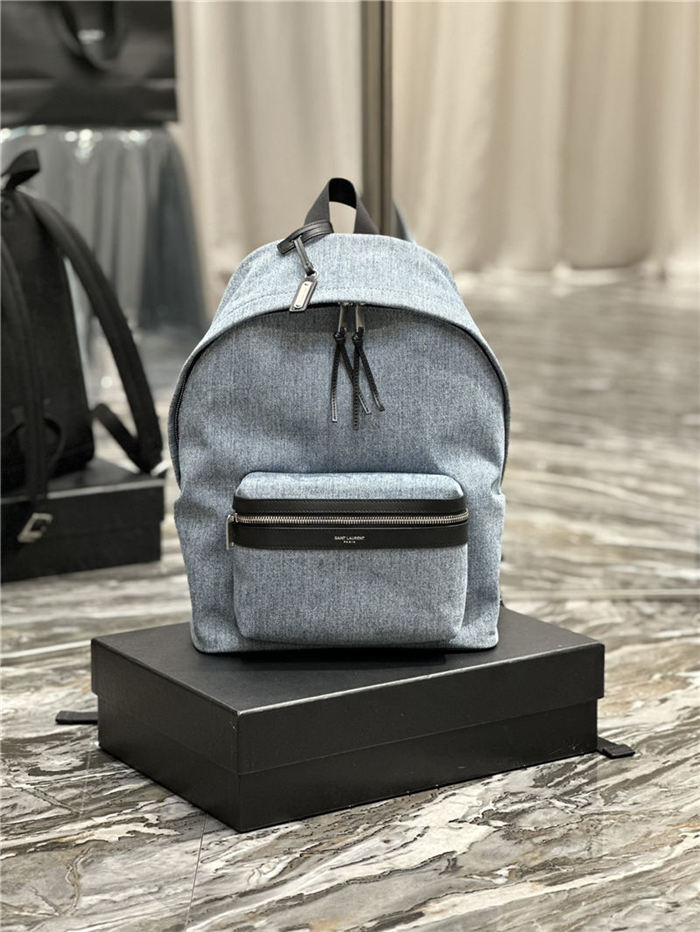 YSL CITY SMALL BACKPACK IN CANVAS, NYLON AND LEATHER High