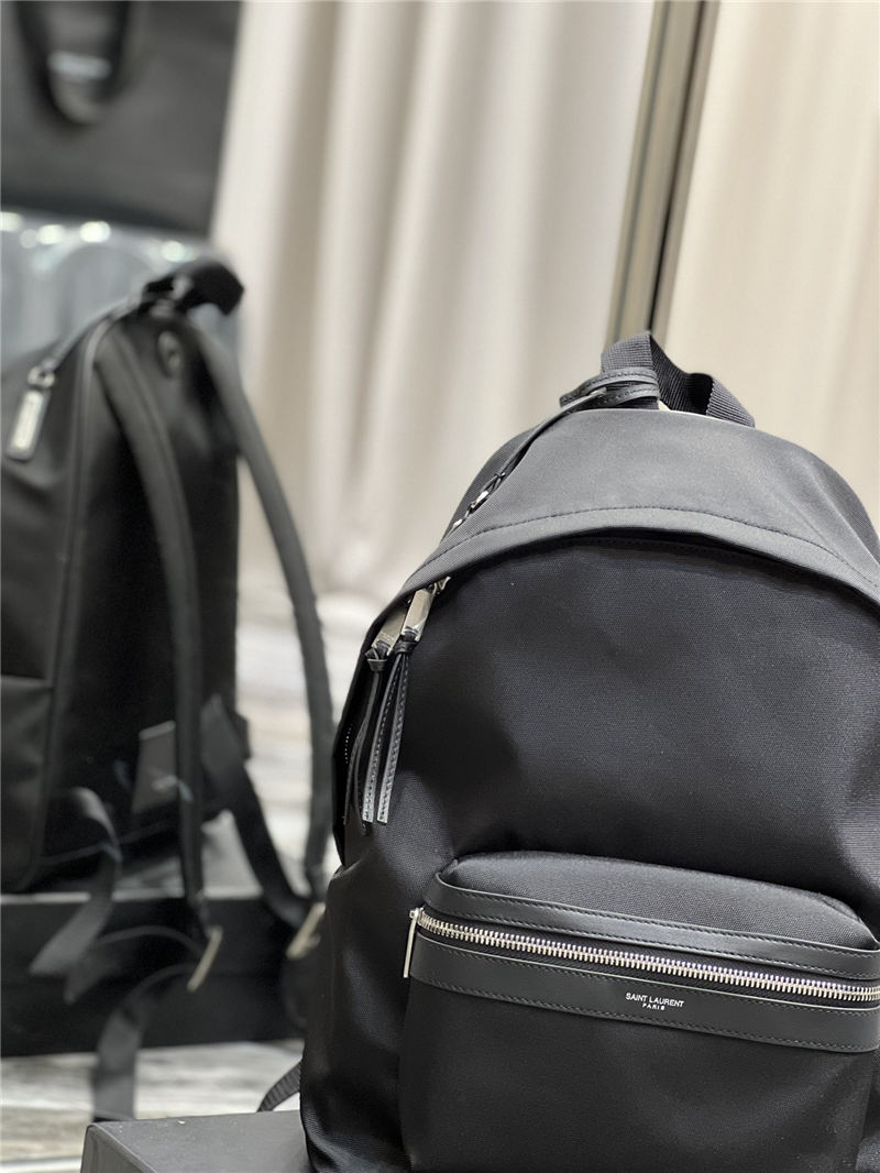 YSL CITY SMALL BACKPACK IN CANVAS, NYLON AND LEATHER High