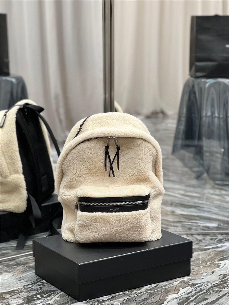 YSL CITY SMALL BACKPACK IN SHEARLING High