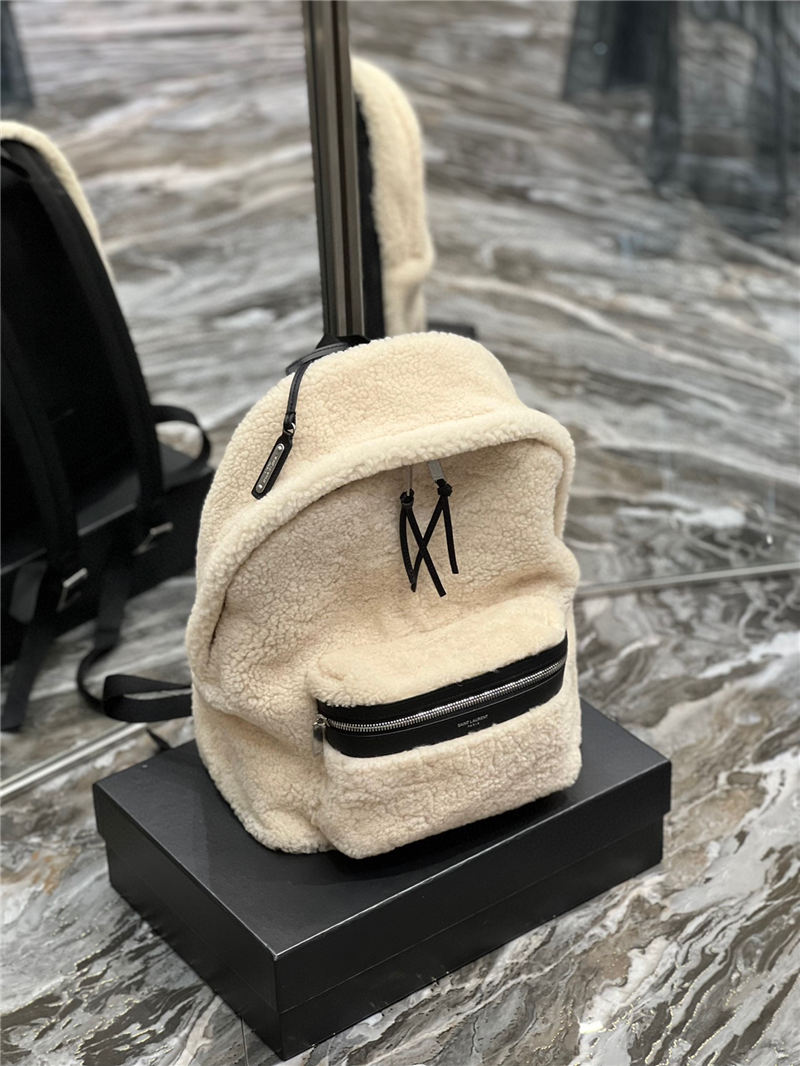 YSL CITY SMALL BACKPACK IN SHEARLING High