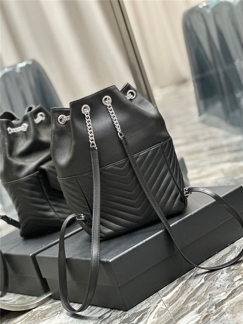 YSL JOE BACKPACK IN Lambskin Black-Silver High