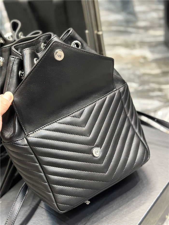 YSL JOE BACKPACK IN Lambskin Black-Silver High