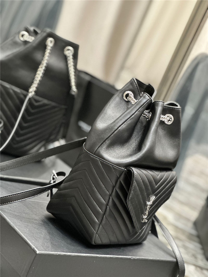 YSL JOE BACKPACK IN Lambskin Black-Silver High