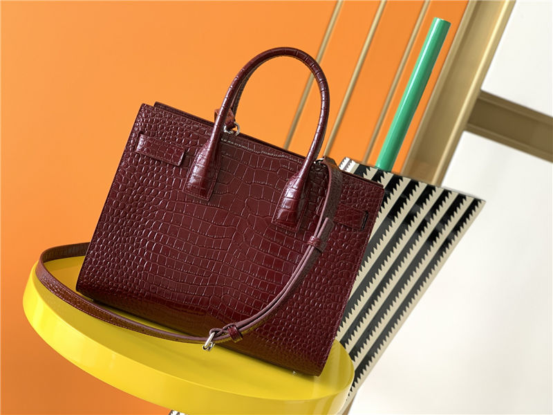 CLASSIC SAC DE JOUR BABY IN Crocodile Burgundy High