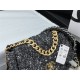 Large Chanel 19 Flap Bag Tweed Gold-Tone Grey High