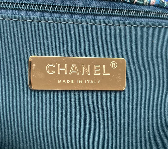 Large Chanel 19 Flap Bag Tweed Gold-Tone Olive High