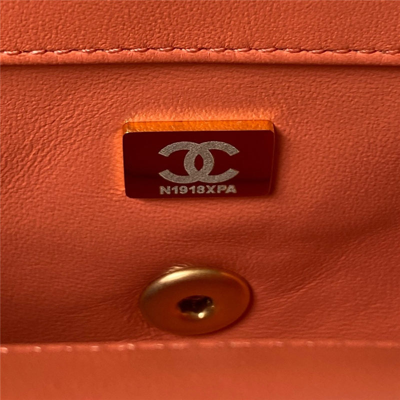 Mini FLAP BAG Lambskin Gold-Metal AS1787 Orange A