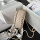 CLUTCH WITH CHAIN AP3232 Lambskin & Shiny Light Gold Metal Beige A