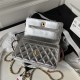 Chanel FLAP BAG WITH TOP HANDLE AP3240 Calfskin & Gold-Tone Metal Silver A