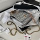 Chanel FLAP BAG WITH TOP HANDLE AP3240 Calfskin & Gold-Tone Metal Silver A