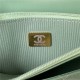 Chanel FLAP BAG WITH TOP HANDLE AP3240 Calfskin & Gold-Tone Metal Green A