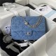 SMALL FLAP BAG Denim & Silver-Tone Metal Blue AS3921 A