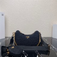 Prada Re-Edition 2005 raffia bag Black High