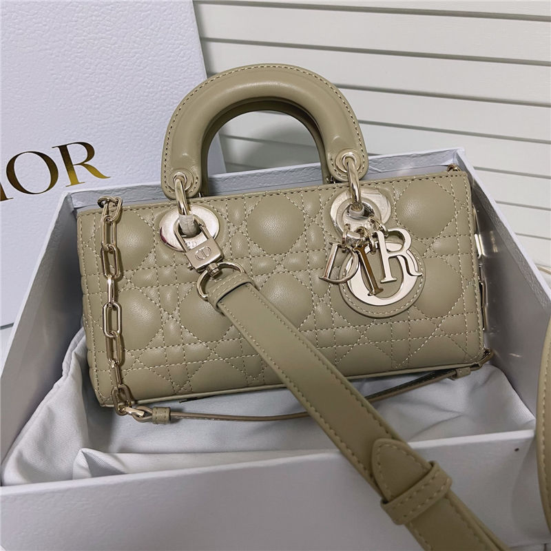 LADY D-JOY BAG SMALL Cannage Lambskin Beige High