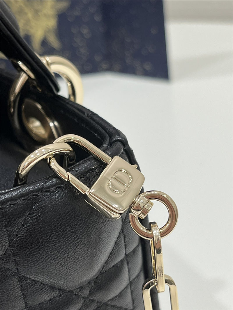 LADY D-JOY BAG SMALL Cannage Lambskin Black High