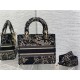 MEDIUM LADY D-LITE BAG Dior Jardin d'Hiver Embroidered Cotton with Velvet and Metallic Thread Black High