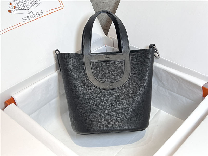 Hermes In-The-Loop 18 Handbag WAX Black Silver-Metal High