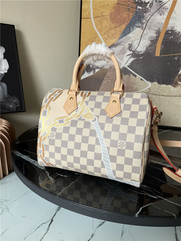 Louis Vuitton Speedy Bandoulière 25 Bag Damier Azur N40473 High