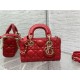 LADY D-JOY BAG MICRO Cannage Lambskin Red High