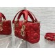 LADY D-JOY BAG MICRO Cannage Lambskin Red High