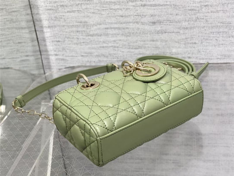 LADY D-JOY BAG MICRO Cannage Lambskin Green High