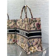 LARGE Dior BOOK TOTE Dior Petites Fleurs Embroidery Natural High