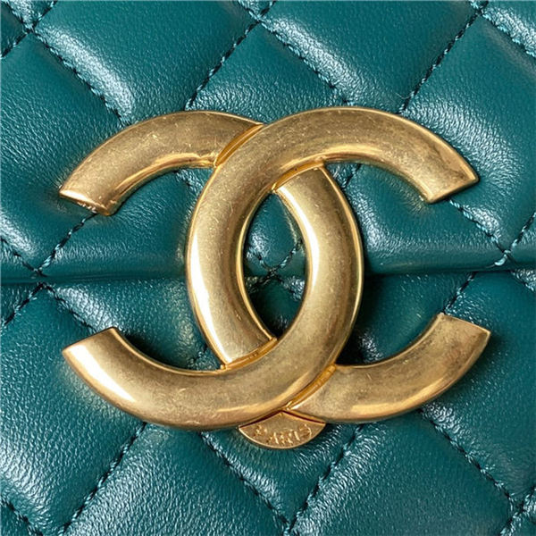 Chanel FLAP BAG Shiny Lambskin & Gold-Tone Metal AP3855 Green A