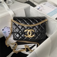 Chanel FLAP BAG Shiny Lambskin & Gold-Tone Metal AP3855 Black A