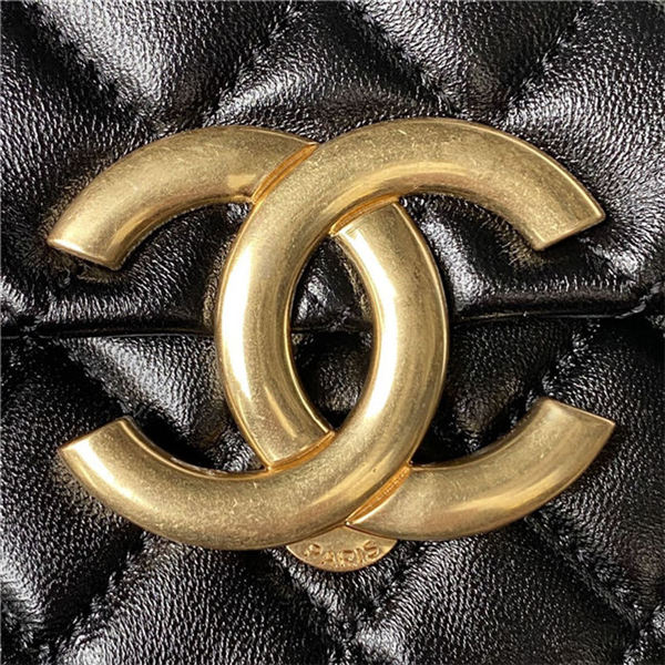 Chanel FLAP BAG Shiny Lambskin & Gold-Tone Metal AP3855 Black A