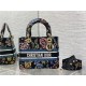 MEDIUM LADY D-LITE BAG Dior Petites Fleurs Embroidery Black High