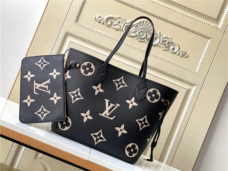 Louis Vuitton NEVERFULL MM Monogram Empreinte Black/Beige M58907 High